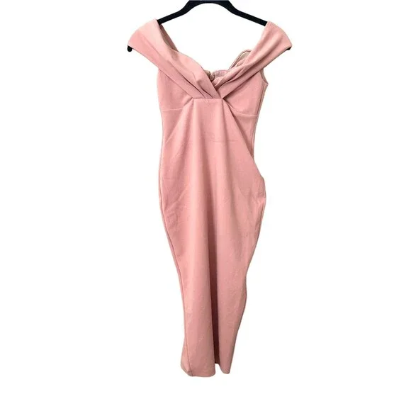 NOOKIE Athena Off Shoulder Midi Dress in‎ Blush NWT Sz XS